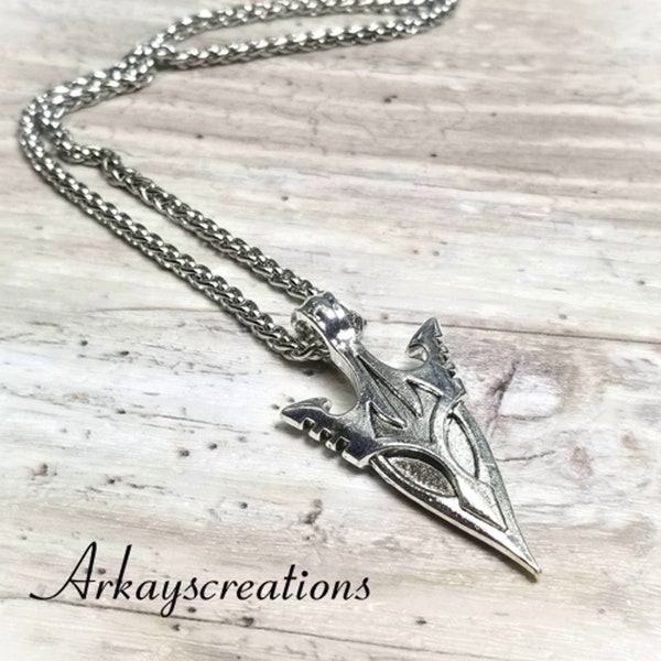 Silver Arrowhead Necklace, Edgy Mens Jewelry