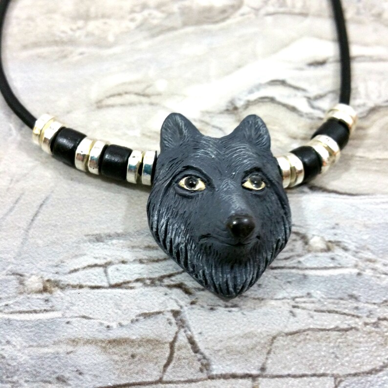 Mens Wolf Necklace Tribal Pendant Necklace Etsy