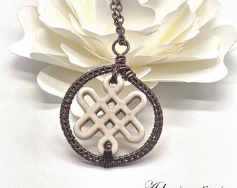 Wire Wrapped Celtic Knot Necklace – Symbolic Artisan Pendant