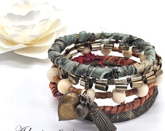 Desert Sunset Boho Bangle Stack, Unique Artisan One-Of-A-Kind Bracelet Collection