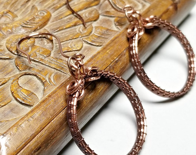 Featured listing image: Handwoven Copper Hoop Earrings – Elegant Artisan Jewelry Gift for Her