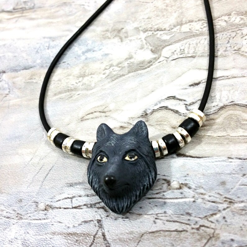 Mens Wolf Necklace Tribal Pendant Necklace Etsy