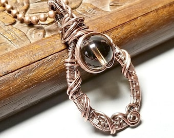 Artisan Wire Wrapped Smokey Quartz Necklace — Handmade Crystal Pendant