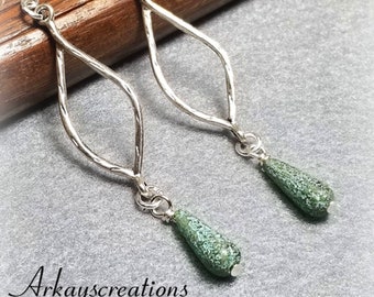 Silver Teardrop Dangling Earrings, Bohemian Jewelry