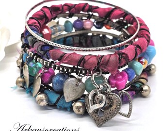 Bohemian Bangle Bracelet Stack with Vintage-Inspired Gypsy Style