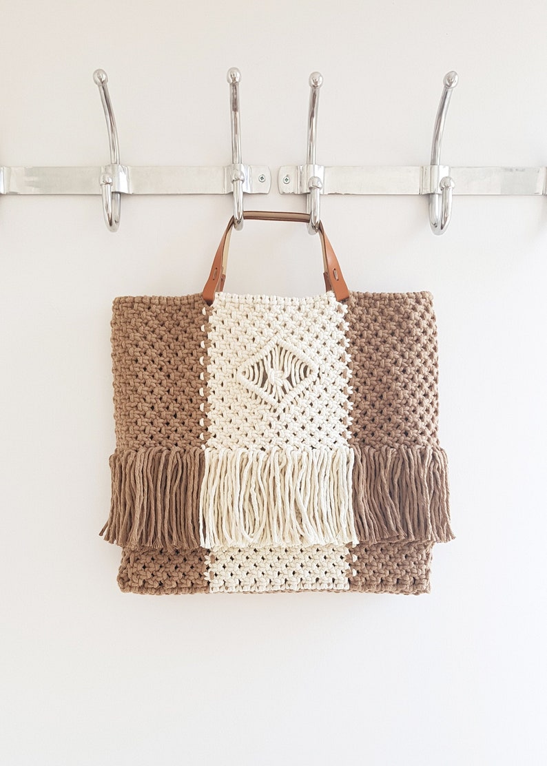 Macramé boho shopper bag pattern PDF image 1