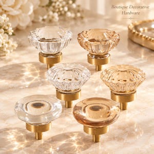 Pomelli per mobili in cristallo, maniglie per cassetti in vetro, pomelli per comò in ottone, accessori decorativi per mobili, maniglie per mobili in stile francese