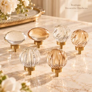 Crystal Cabinet Knobs, Glass Drawer Pulls, Brass Dresser Knobs, Decorative Furniture Hardware, French Style Cabinet Handles