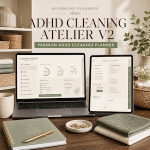ADHD Cleaning Planner | Cleaning Checklist & Home Reset Planner | Declutter, Chore Chart | Digital Cleaning Web App, Html planner Website