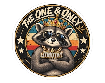 Jimothy Raccoon Kiss-Cut Sticker Laptop Decal - Christmas Gift Stocking Stuffer