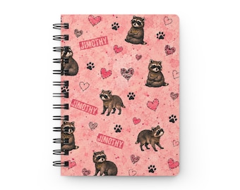 JIMOTHY RACCOON - Pink Spiral Bound Journal Notebook - Stocking Stuffer Fun Gift