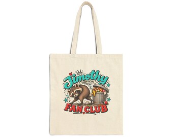 JIMOTHY RACCOON - Unofficial Fan Club Tote Bag - Canvas Grocery Market Reusable Bag Fun Gift