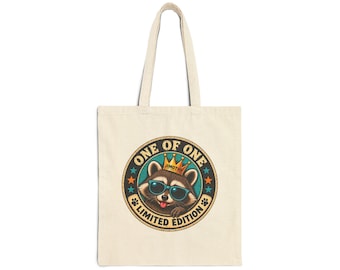 JIMOTHY RACCOON - "One of One" Canvas Tote Bag - Funny Gift Stocking Stuffer