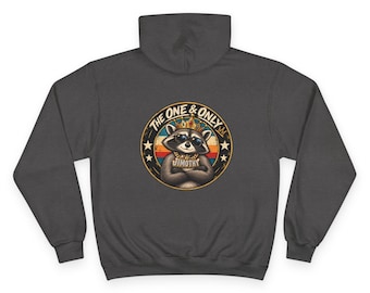 The One & Only Raccoon Hoodie | Vintage Retro Badge, Patriotic Stars