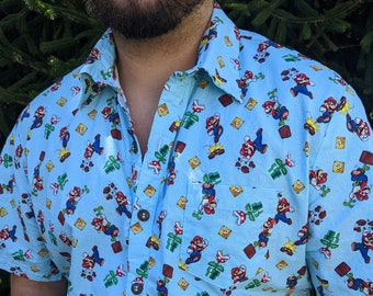 Super Mario Kart, Donkey Kong, Pokémon, Power Rangers, TMNT, Rocko, Hey Arnold, Batman Button Up Shirt w/ Pocket 100% Licensed Cotton