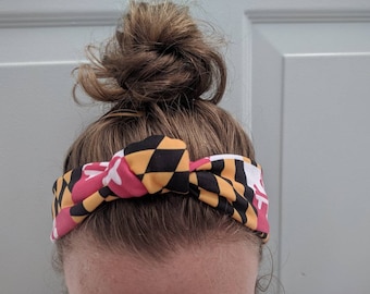 Top Knot Stretch Headband - Maryland Flag