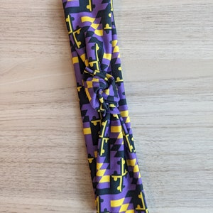 Top Knot Stretch Knit Headband Purple Black and Yellow Baltimore Ravens Maryland Flag image 3