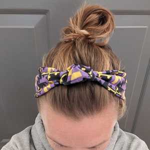 Top Knot Stretch Knit Headband Purple Black and Yellow Baltimore Ravens Maryland Flag image 1