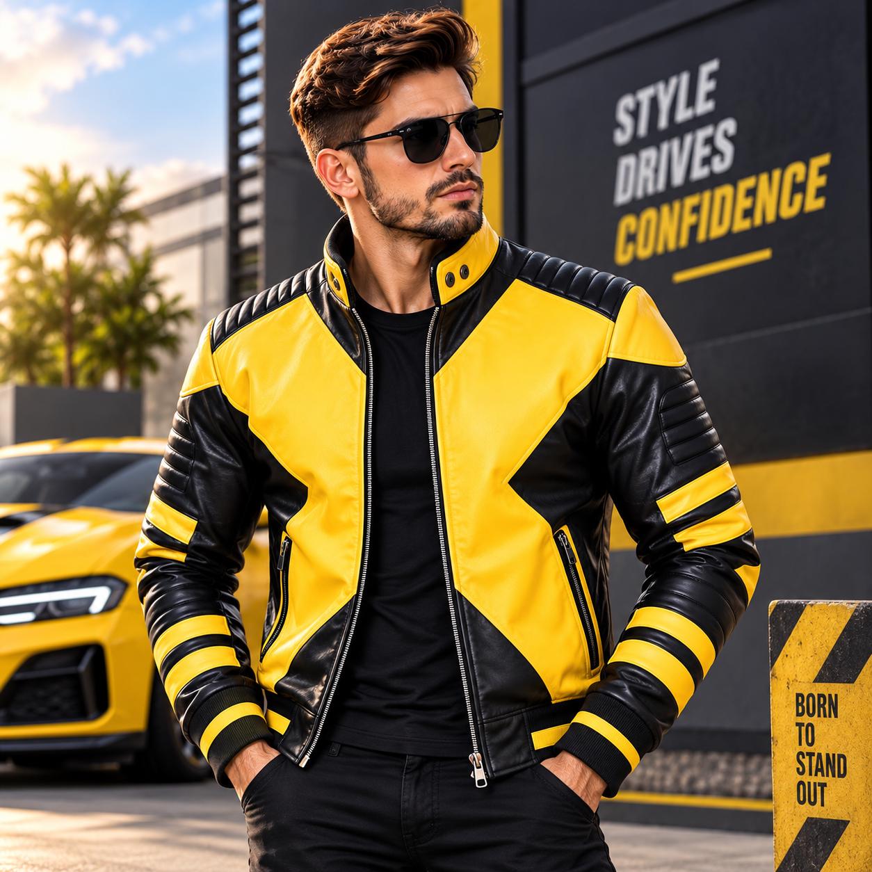 Yellow ferrari racing leather jacket - Etsy 日本