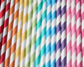 50 Rainbow Stripe Straws, Wedding Straws, Rainbow Party, Stripe Straws, Party Straws