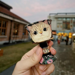 Custom Pet Portrait Ceramic Mug, Hand-Painted Floral Art, High-Fired Pottery Gift