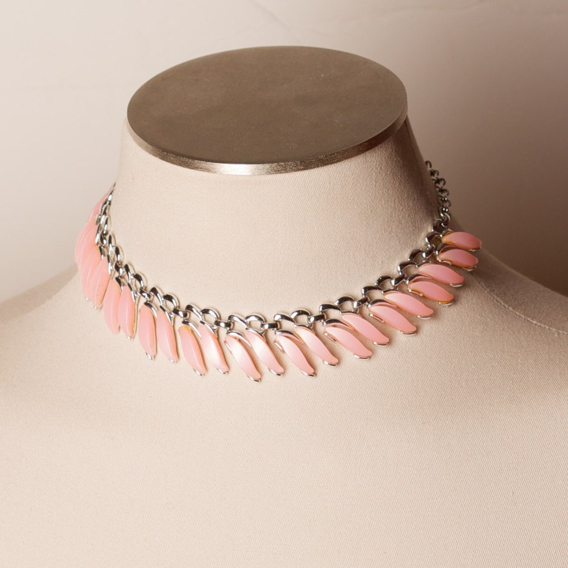 Vintage Pink Thermoset Lucite Necklace by Claudette Gift for Etsy