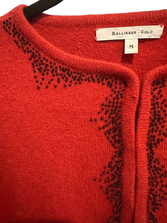 BALLINGER GOLD Womens Sweater Red Angora Beaded E… - image 4