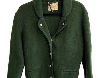 Vintage FRITZ LITZLFELDER Womens Jacket Coat Green Wool Blazer Button Front M ?