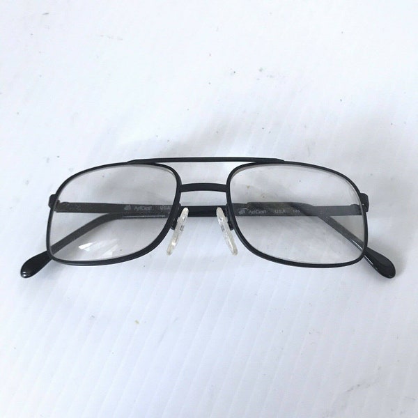 Vintage ARTCRAFT Black Metal Aviator Eyeglasses Frames USA 52-18-145
