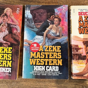 LOT of 3 Vintage 1980s ZEKE MASTERS Adult Western Paperback Books #11 #18 #21