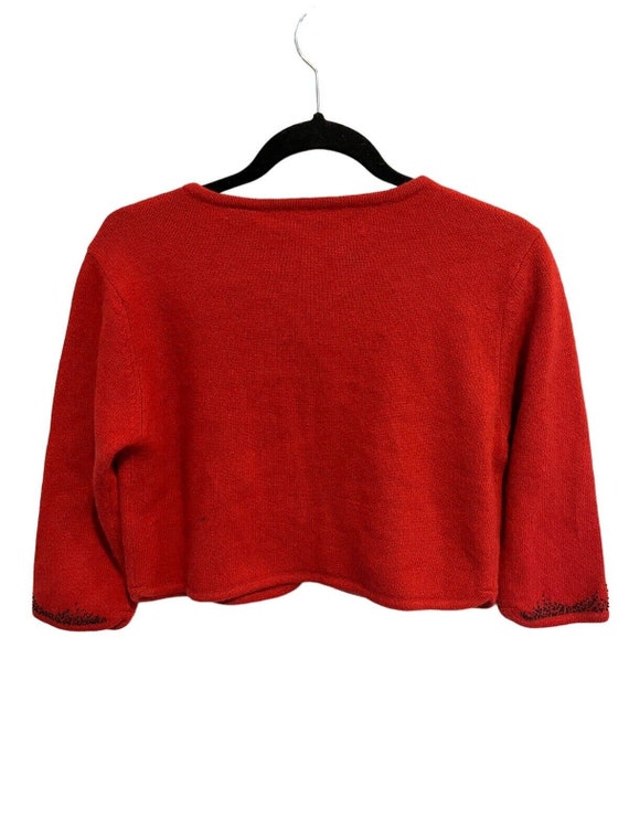 BALLINGER GOLD Womens Sweater Red Angora Beaded E… - image 2