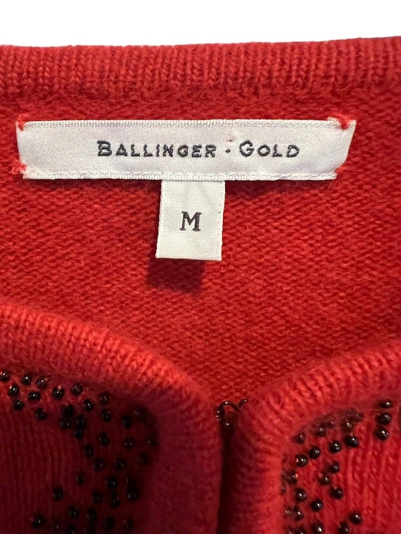 BALLINGER GOLD Womens Sweater Red Angora Beaded E… - image 5