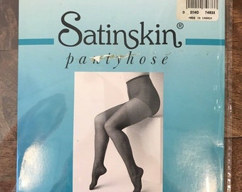 Nos 80s Satin Taupe Sandal Sheer Control Top Nylon Panty Pantyhose Stocking Mod 