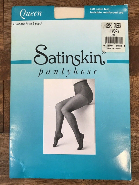 SATINSKIN Pantyhose Queen Size 2X Reinforced Toe Soft Satin Feel