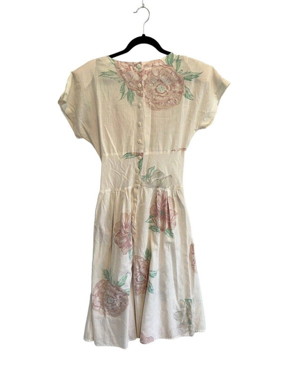 Vtg OOPS CALIFORNIA Dress White Pink Green Cotton… - image 2