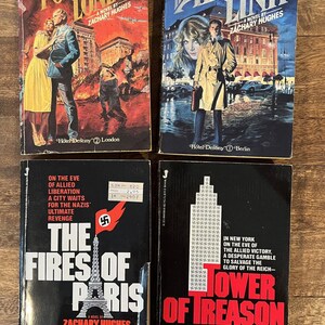 LOT of 4 Vintage Books ZACHARY HUGHES Fires of Paris Fortress London Adlon etc