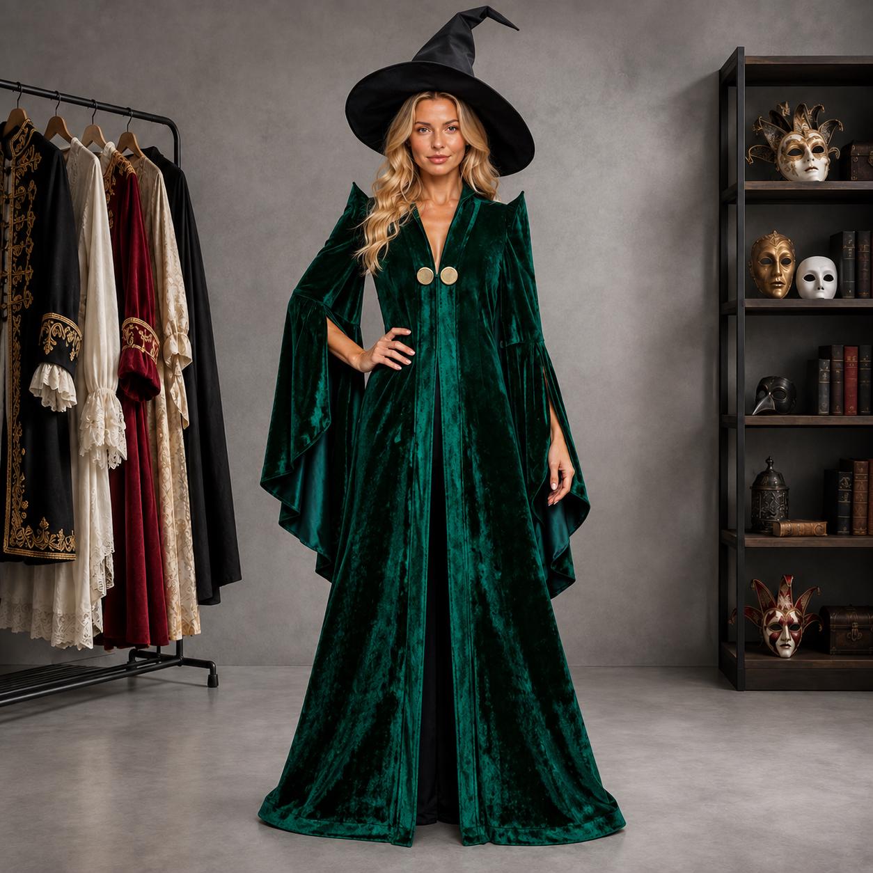 green velvet witch dress Perfect halloween scary witch