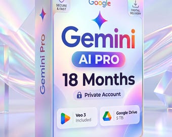 Google Gemini AI Pro 18 Months + 5TB Cloud Storage | Exclusive Private Account & 5 Invites | Premium AI Assistant, Fast Digital Delivery