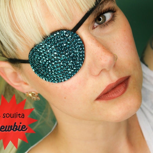 Eye Patch metallic Sparkle Metal Grey Rhinestones Etsy