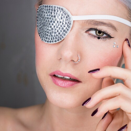 Eye Patch red Sparkle Rhinestones Cosplay Etsy