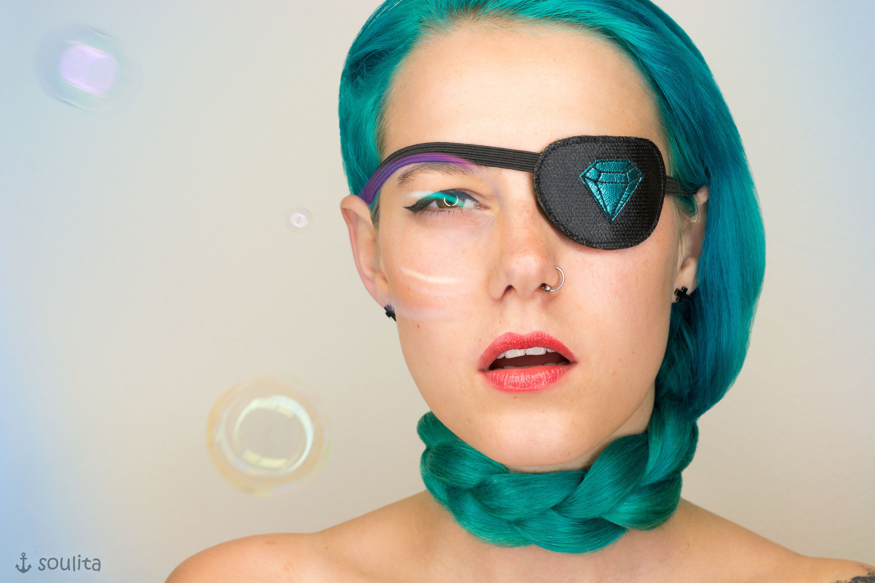 Eye Patch blue Diamond Leather Cosplay Etsy UK