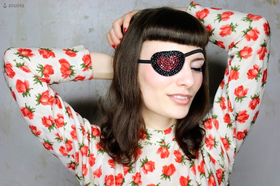 Red Rhinestones Cosplay Eye Patch *Sparkling Anchor* Pirate