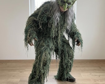 Disfraz de criatura del bosque, disfraz de monstruo del pantano, atuendo de críptido del bosque, cosplay de monstruo de musgo, LARP de criatura fantástica, disfraz de Halloween