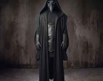 Disfraz de médico de la peste para hombre, capa gótica con capucha, disfraz de fantasía oscura para LARP, cosplay de sanador medieval, atuendo de Halloween.