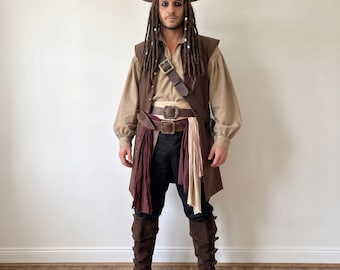 Jack Sparrow, Pirate costume, Couple Pirates of the Caribbean, Women pirate, Larp costume, viking costume, barbarian costume, larp cosplay