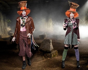 Couple Mad Hatter Costume Halloween, Partner costume,Mad Hatter Cosplay, couple Larp costume, Alice in Wonderland Hatter, carnival costume