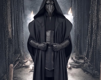 Tech Raven Costume, Dark Plague Doctor Cosplay, Gothic Hooded Cloak, Raven Mask Costume, Dark Fantasy LARP Halloween Outfit