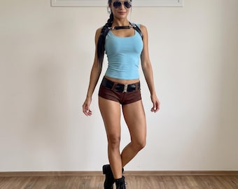 Disfraz de Lara Croft para mujer, cosplay de Tomb Raider, disfraz de aventurera, atuendo de exploradora para Halloween, conjunto de cosplay de heroína de videojuegos