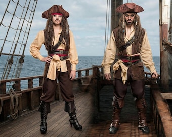 Couple Jack Sparrow, Pirate costume, Couple Pirates of the Caribbean, Women pirate, Larp costume, viking costume,larp cosplay