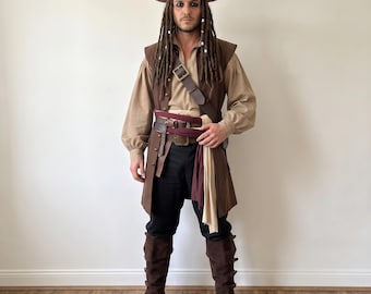 Jack Sparrow, Pirate costume, Couple Pirates of the Caribbean, Women pirate, Larp costume, viking costume, barbarian costume, larp cosplay